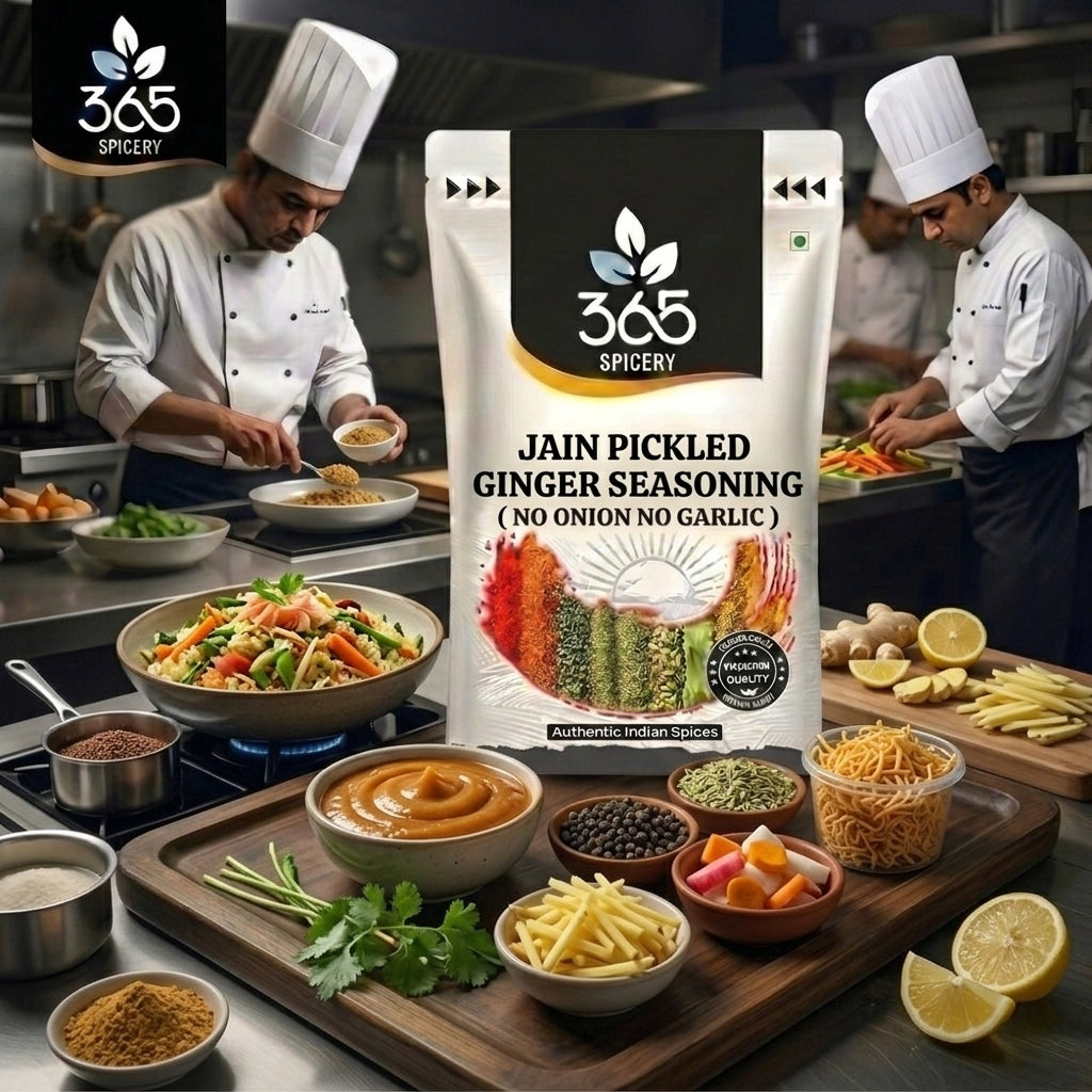 Jain Pickled Ginger Seasoning | No Onion No Garlic | Jain-Friendly | Natural Ingredients | Snack | 365 Spicery