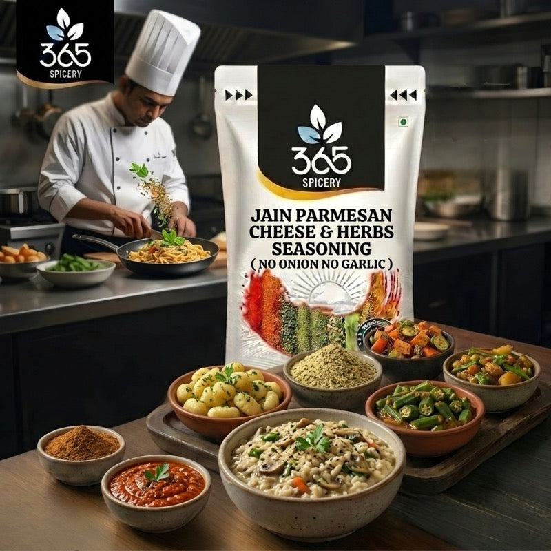 Jain Parmesan Cheese & Herbs Seasoning | No Onion No Garlic | Jain-Friendly | Premium | 365 Spicery