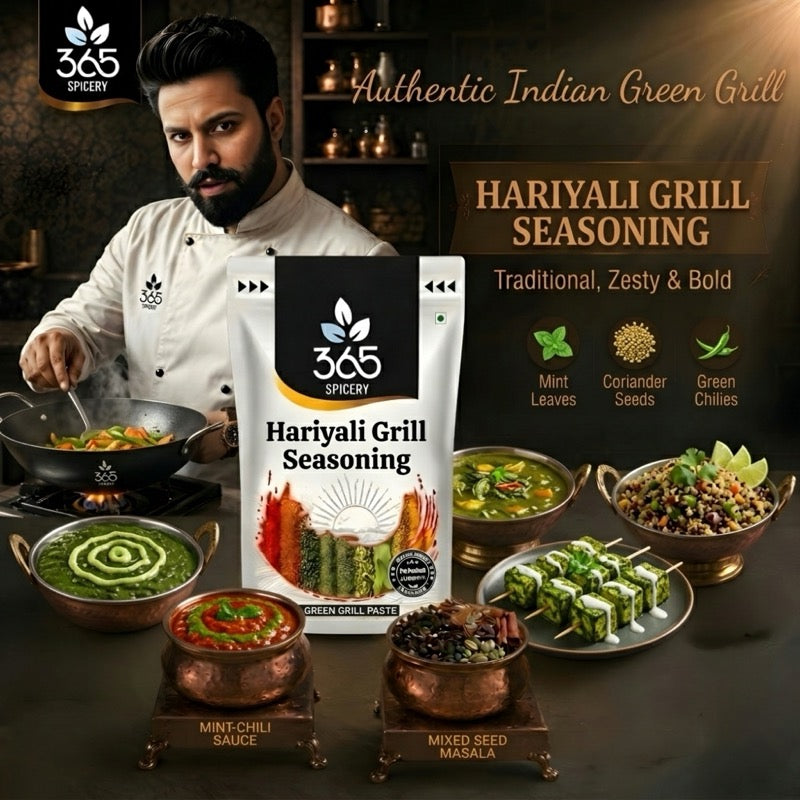 HARIYALI GRILL SEASONING | Fresh Mint & Coriander Spice Mix | Vegan | No Artificial Flavours | 365 Spicery