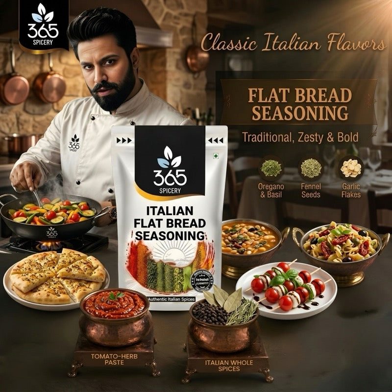 ITALIAN FLAT BREAD SEASONING | Authentic Herb Blend for Pizza & Snacks | Vegan | No MSG | 365 Spicery