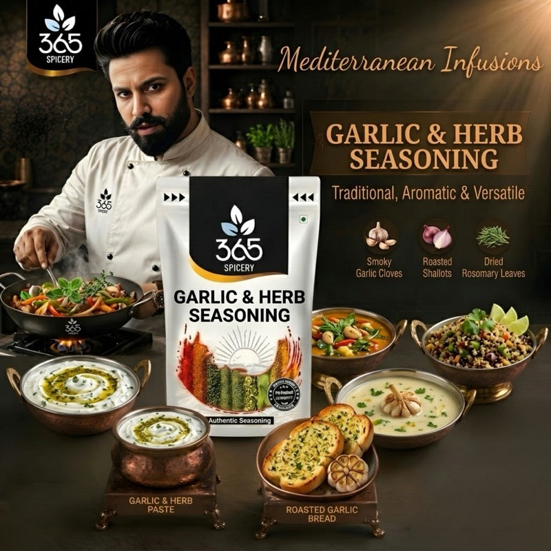 GARLIC & HERB SEASONING | Aromatic Gourmet Blend | No Artificial Colours | Vegan | 365 Spicery