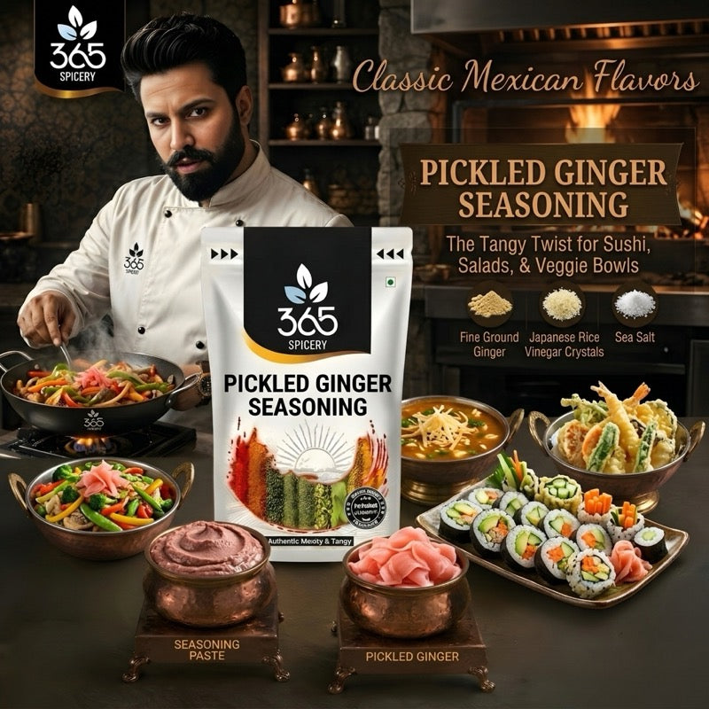 PICKLED GINGER SEASONING | Zesty Asian Snack Spice | Gluten-Free | No Artificial Colours | 365 Spicery