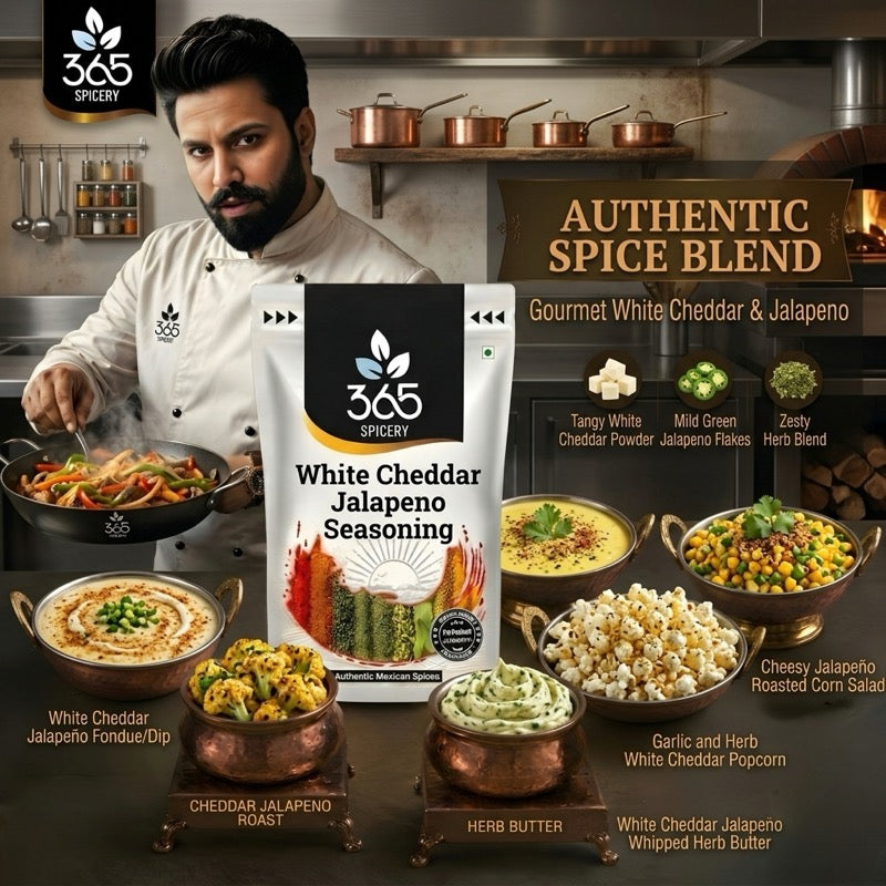 WHITE CHEDDAR JALAPENO SEASONING | Spicy Popcorn Spice | Gluten-Free | No Artificial Colours | 365 Spicery