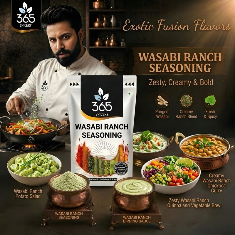 WASABI RANCH SEASONING | Bold Tangy Snack Dust | No MSG | Premium Quality | Made in India | 365 Spicery