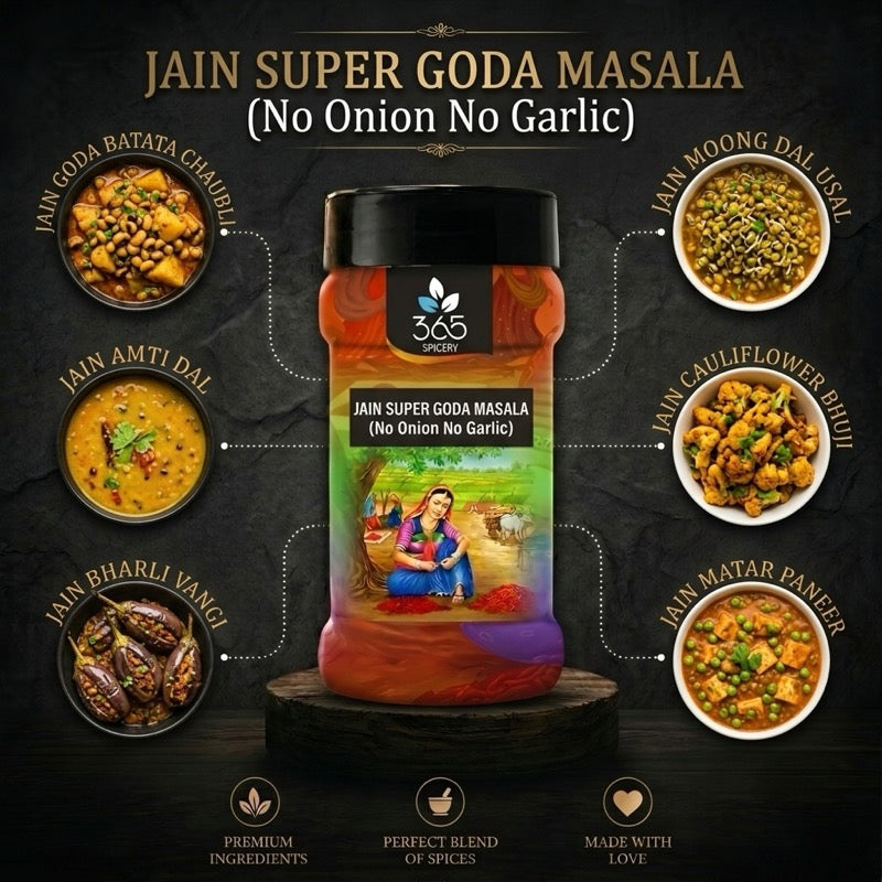 Jain Super Goda Masala | No Onion No Garlic | Jain-Friendly | Vegan | Traditional Maharashtrian | 365 Spicery
