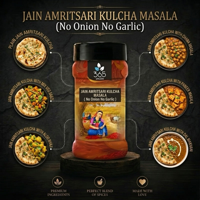 Jain Amritsari Kulcha Masala | No Onion No Garlic | Jain-Friendly | Natural Ingredients | Authentic | 365 Spicery