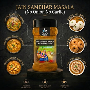 Jain Sambhar Masala | No Onion No Garlic | Jain-Friendly | Classic Lentil Curry Blend | 365 Spicery