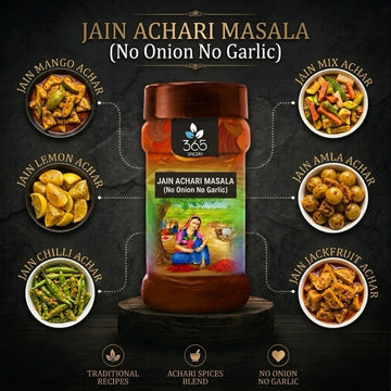 Jain Achari Masala | No Onion No Garlic | Jain-Friendly | Tangy Pickled Flavor Blend | 365 Spicery