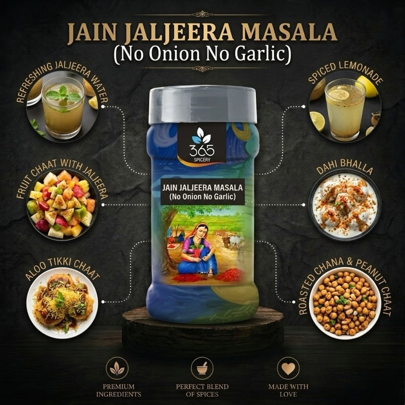 Jain Jaljeera Masala | No Onion No Garlic | Jain-Friendly | Refreshing Digestive Spice Mix | 365 Spicery