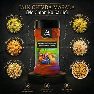 Jain Chivda Masala | No Onion No Garlic | Jain-Friendly | Savory Snack Seasoning Blend | 365 Spicery