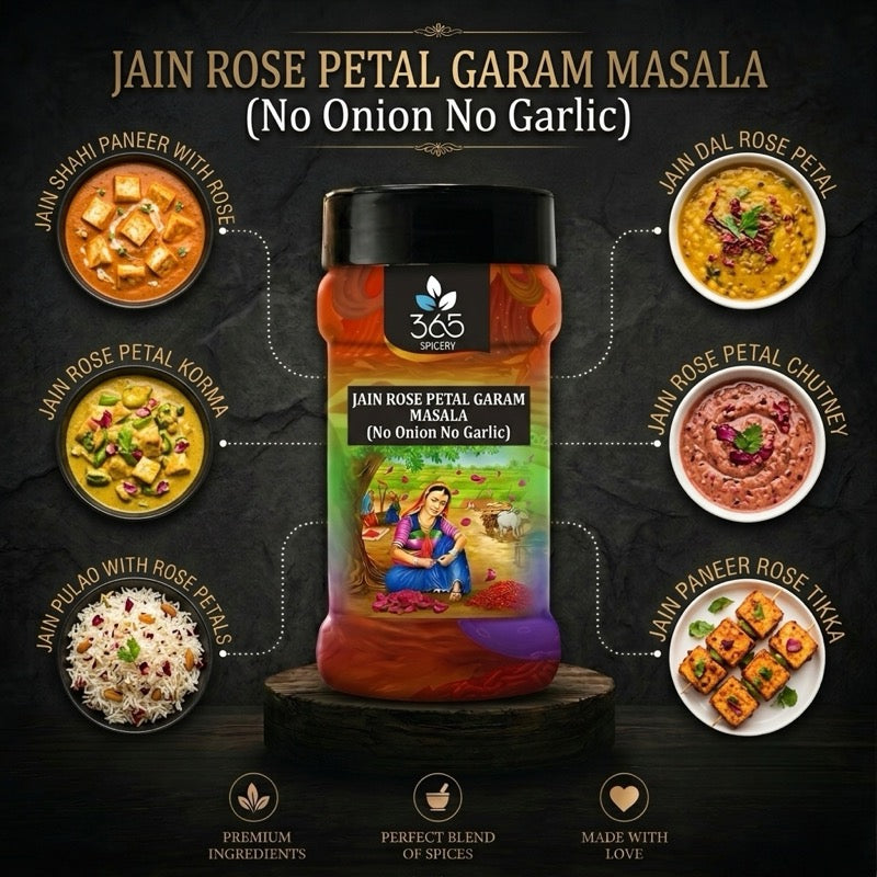 Jain Rose Petal Garam Masala | No Onion No Garlic | Jain-Friendly | Unique Floral Spice Blend | 365 Spicery