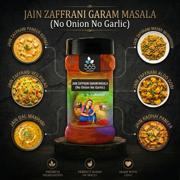 Jain Zaffrani Garam Masala | No Onion No Garlic | Jain-Friendly | Premium Saffron Infused Mix | 365 Spicery