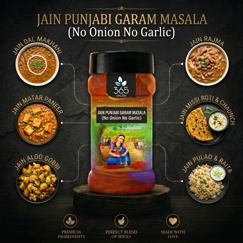 Jain Punjabi Garam Masala | No Onion No Garlic | Jain-Friendly | Authentic North Indian Blend | 365 Spicery