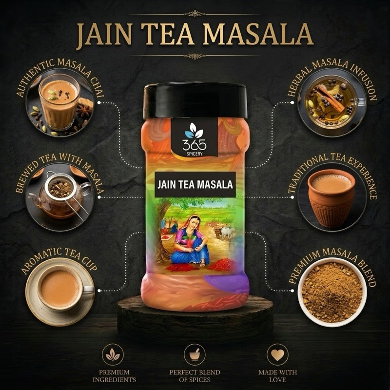 Jain Tea Masala | Aromatic Chai Spice Mix | No Artificial Colours | Vegan & Gluten-Free | 365 Spicery