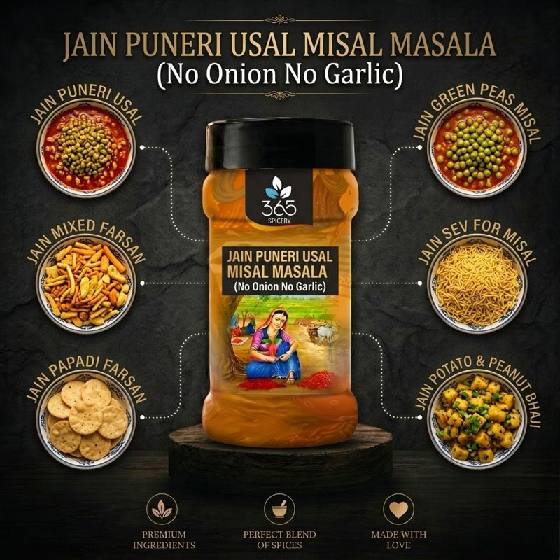 Jain Puneri Usal Misal Masala | No Onion No Garlic | Jain-Friendly | Authentic Maharashtrian | 365 Spicery