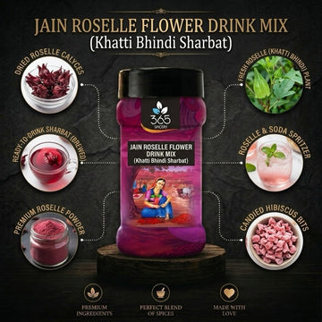 Jain Roselle Flower Drink Mix | No Onion No Garlic | Jain-Friendly | Natural Refreshing Beverage | 365 Spicery