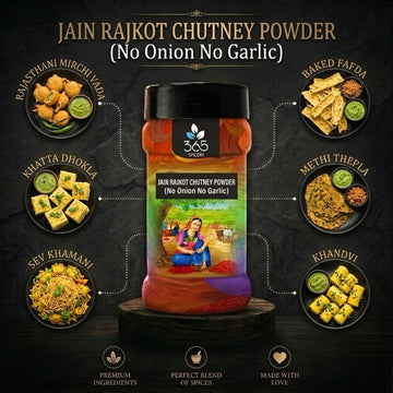 Jain Rajkot Chutney Powder | No Onion No Garlic | Jain-Friendly | Authentic Regional Spice Blend | 365 Spicery