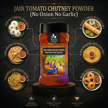 Jain Tomato Chutney Powder | No Onion No Garlic | Jain-Friendly | Natural Ingredients | Rice & Dosa | 365 Spicery