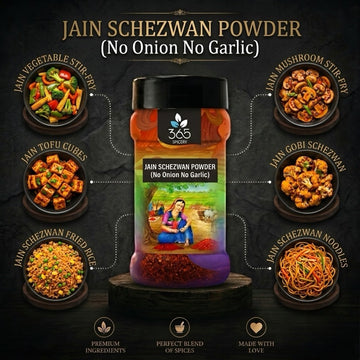 Jain Schezwan Powder | No Onion No Garlic | Jain-Friendly | Vegan | Spicy Fusion for Rice & Noodles | 365 Spicery