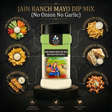 JAIN RANCH MAYO DIP MIX | No Onion No Garlic | Jain-Friendly | Creamy Classic Dressing | 365 Spicery