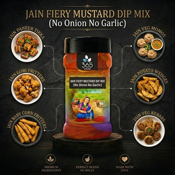 JAIN FIERY MUSTARD DIP MIX | No Onion No Garlic | Gluten-Free | Intense Spicy Spread | 365 Spicery