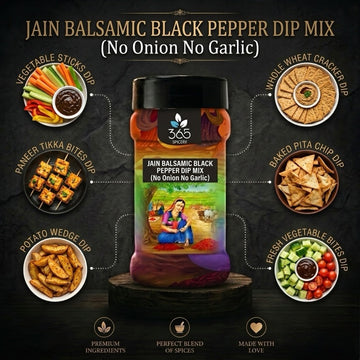 JAIN BALSAMIC BLACK PEPPER DIP MIX | No Onion No Garlic | Gourmet Vegan Seasoning | 365 Spicery