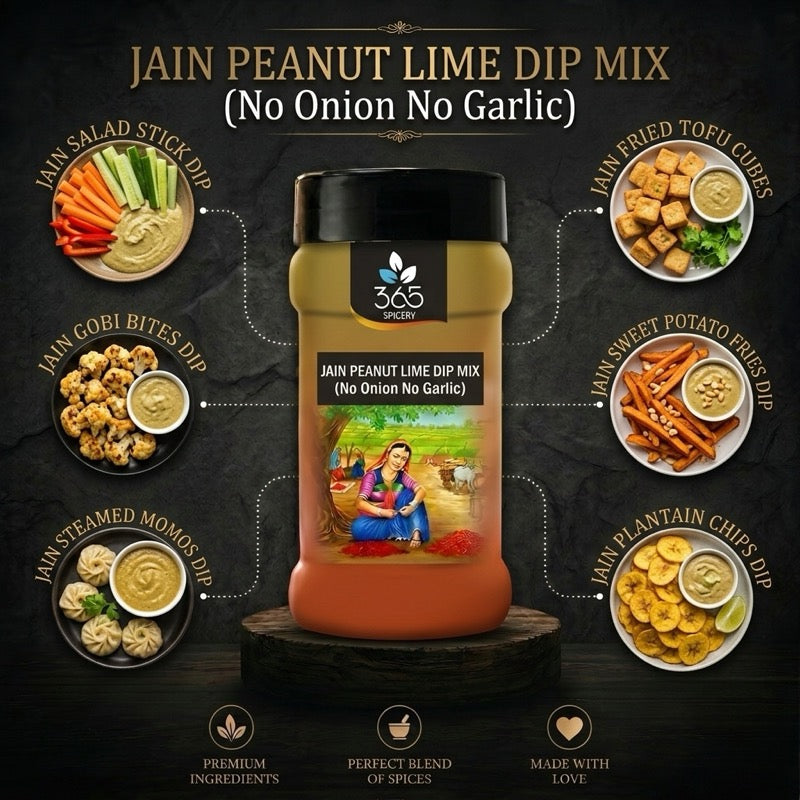 JAIN PEANUT LIME DIP MIX | No Onion No Garlic | Jain-Friendly | Zesty Protein-Rich Dip | 365 Spicery