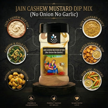 JAIN CASHEW MUSTARD DIP MIX | No Onion No Garlic | Premium Quality | Rich Nutty Spread | 365 Spicery