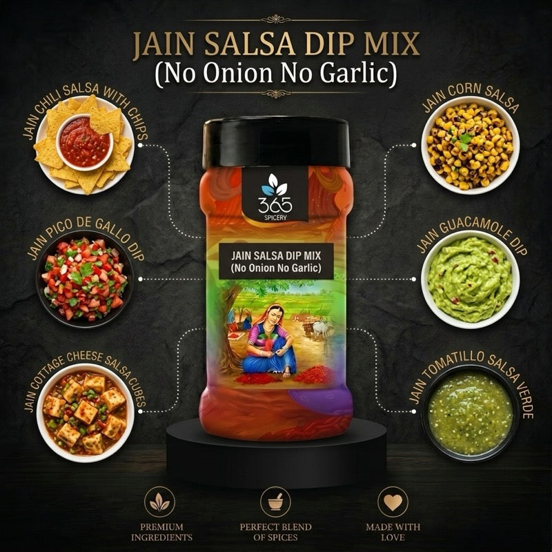 JAIN SALSA DIP MIX | No Onion No Garlic | Gluten-Free | Tangy Tomato Blend | Snack Pairing | 365 Spicery