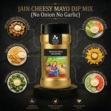 JAIN CHEESY MAYO DIP MIX | No Onion No Garlic | Vegan | Smooth Texture | Premium Dip Blend | 365 Spicery
