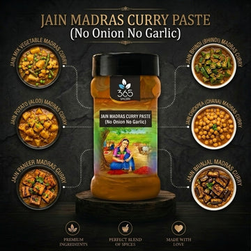 Jain Madras Curry Paste | No Onion No Garlic | Jain-Friendly | Bold South Indian Flavor | No MSG | 365 Spicery