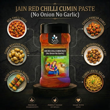 Jain Red Chilli, Cumin Paste | No Onion No Garlic | Jain-Friendly | Earthy Curry Base | Vegan | 365 Spicery