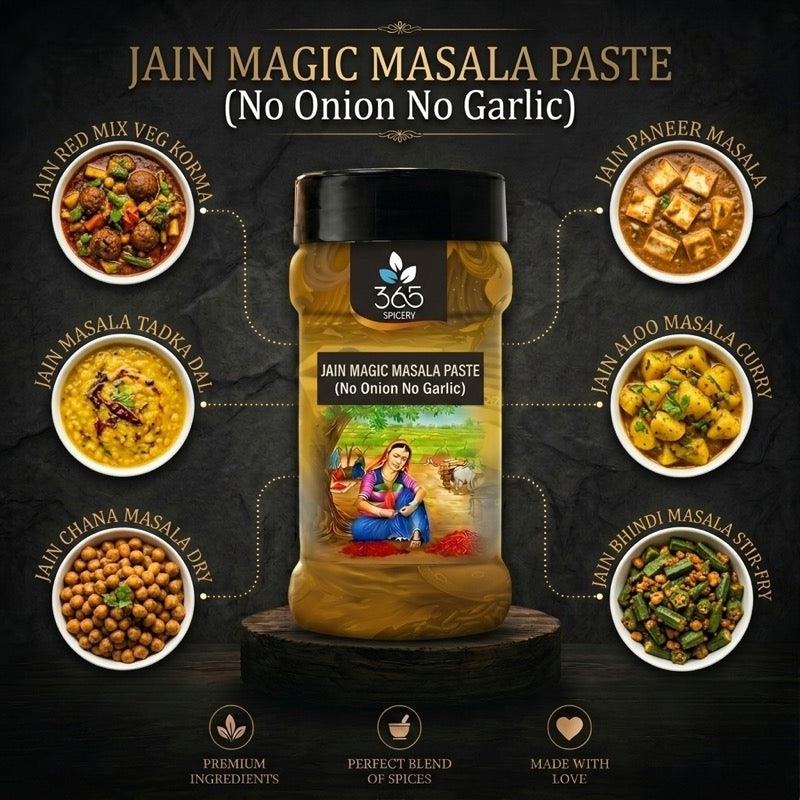 JAIN MAGIC MASALA PASTE (No Onion No Garlic) | All-Purpose Seasoning | Vegan | No Artificial Colours | 365 Spicery