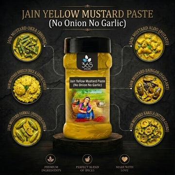 JAIN YELLOW MUSTARD DRESSING PASTE (No Onion No Garlic) | Tangy Vegan Spread | Natural Ingredients | 365 Spicery