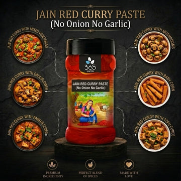 JAIN RED CURRY PASTE (No Onion No Garlic) | Premium Thai Gravy Base | Gluten-Free | No MSG | 365 Spicery