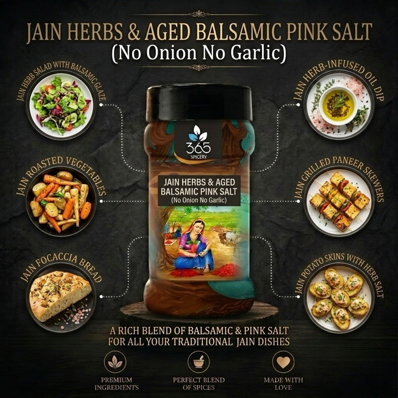 Jain Herbs & Aged Balsamic Pink Salt | No Onion No Garlic | Jain-Friendly | Gourmet Blend | 365 Spicery