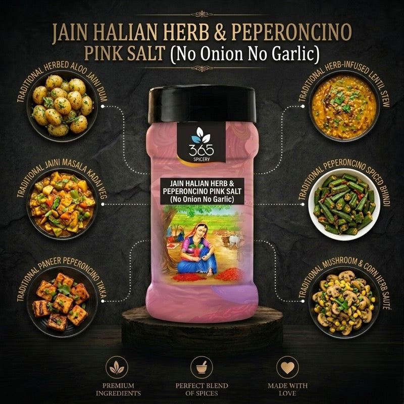 Jain Italian Herbs & Peperoncino Pink Salt | No Onion No Garlic | Jain-Friendly | Vegan | 365 Spicery