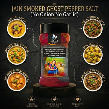 Jain Smoked Ghost Pepper Salt | No Onion No Garlic | Jain-Friendly | Intense Heat | Vegan | 365 Spicery