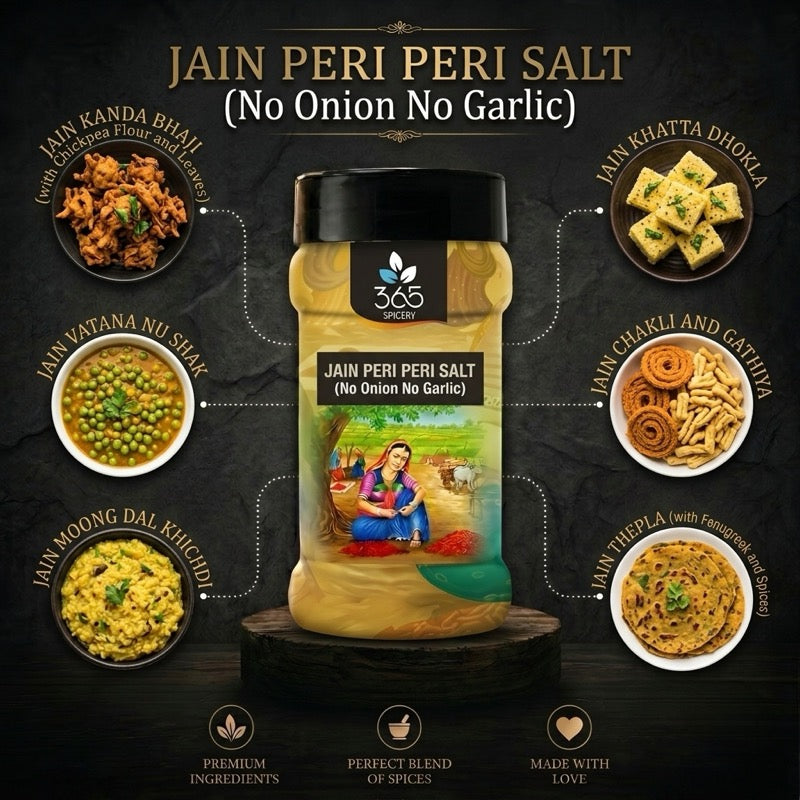 Jain Peri Peri Salt | No Onion No Garlic | Jain-Friendly | No MSG | Perfect for Snacks & Fries | 365 Spicery