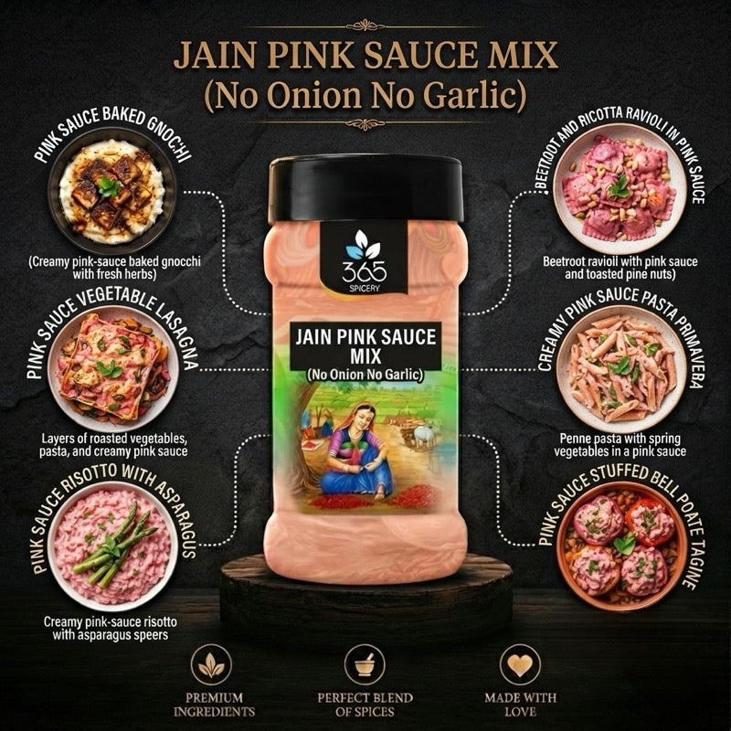 Jain Pink Sauce Mix | No Onion No Garlic | Jain-Friendly | No Artificial Flavours | Pasta Seasoning | 365 Spicery