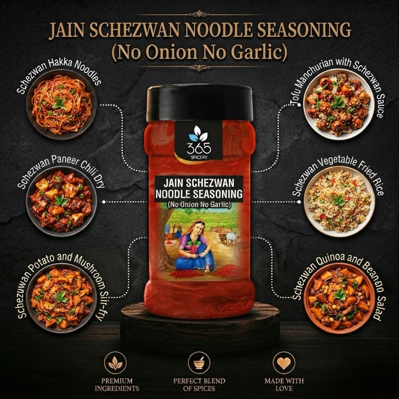 Jain Schezwan Noodle Seasoning | No Onion No Garlic | Jain-Friendly | No MSG | Stir-fry Flavour | 365 Spicery