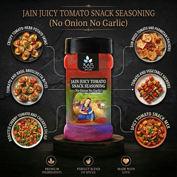 Jain Juicy Tomato Snack Seasoning | No Onion No Garlic | Jain-Friendly | No Artificial Flavours | Snacks | 365 Spicery
