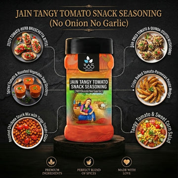 Jain Tangy Tomato Snack Seasoning | No Onion No Garlic | Jain-Friendly | Vegan | Classic Fries Dust | 365 Spicery