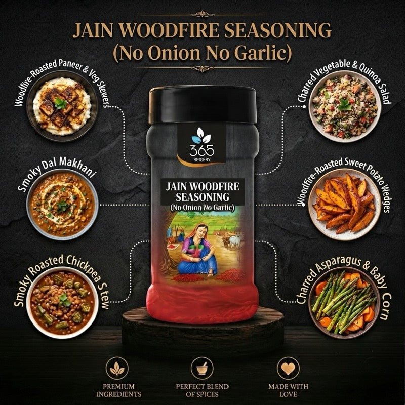Jain Woodfire Seasoning | No Onion No Garlic | Jain-Friendly | No MSG | Smoky Grill Flavour | 365 Spicery
