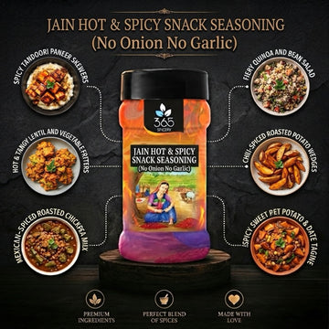 Jain Hot & Spicy Snack Seasoning | No Onion No Garlic | Jain-Friendly | Premium Quality | Bold Grills | 365 Spicery