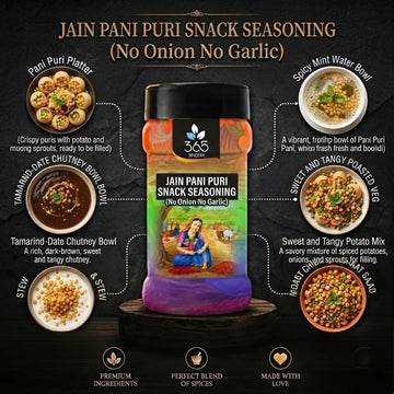 Jain Pani Puri Snack Seasoning | No Onion No Garlic | Jain-Friendly | Natural Ingredients | Street Food | 365 Spicery