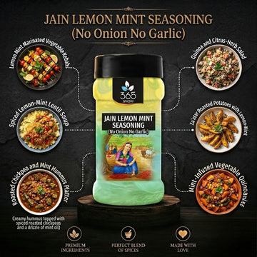 Jain Lemon Mint Seasoning | No Onion No Garlic | Jain-Friendly | No Artificial Flavours | Vegan | 365 Spicery
