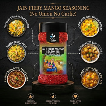 Jain Fiery Mango Seasoning | No Onion No Garlic | Jain-Friendly | No Artificial Flavours | Snack | 365 Spicery
