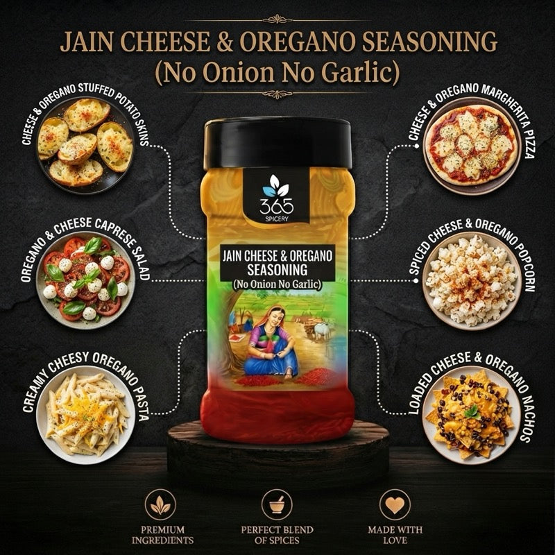 Jain Cheese & Oregano Seasoning | No Onion No Garlic | Jain-Friendly | No MSG | Pizza & Fries | 365 Spicery