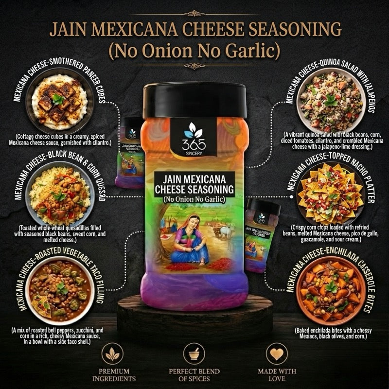Jain Mexicana Cheese Seasoning | No Onion No Garlic | Jain-Friendly | No Artificial Colours | Vegan | 365 Spicery